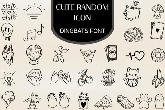 Cute Random Icons by Heartcraft Atelier — Dingbats Font
