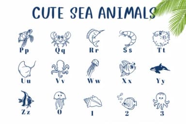 Cute Sea Animals by CHANOK — Dingbats Font — thumbnail 3