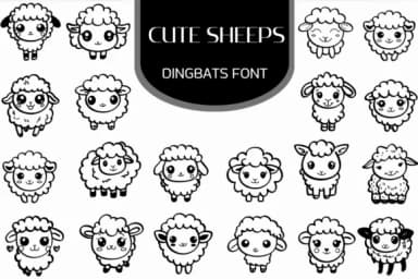 Cute Sheeps by Heartcraft Atelier — Dingbats Font — thumbnail 1