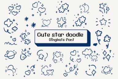 Cute Star Doodle by Ketsarin — Dingbats Font — thumbnail 1