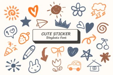 Cute Sticker by Ketsarin — Dingbats Font — thumbnail 1
