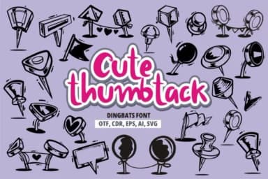Cute Thumbtack by onoborgol — Dingbats Font — thumbnail 1