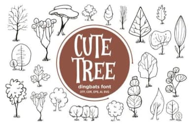 Cute Tree by onoborgol — Dingbats Font — thumbnail 1