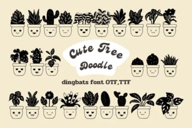 Cute Tree by Nun Sukhwan — Dingbats Font — thumbnail 1