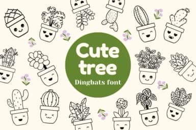 Cute Tree by Nun Sukhwan — Dingbats Font — thumbnail 1