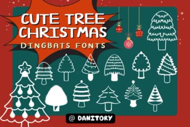 Cute Tree Christmas by danita.kukkai — Dingbats Font — thumbnail 1