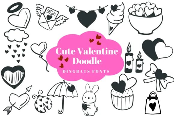 Cute Valentine Doodle by Suphitchaya — Dingbats Font