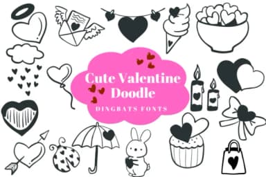 Cute Valentine Doodle by Suphitchaya — Dingbats Font — thumbnail 1