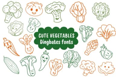 Cute Vegetables by Natchuta — Dingbats Font — thumbnail 1