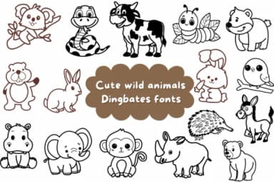 Cute Wild Animals by Natchuta — Dingbats Font — thumbnail 1
