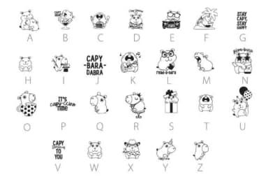 Cutie Capybara Dingbats by Illustration Ink — Dingbats Font — thumbnail 2