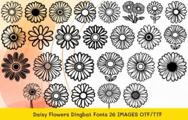Daisy Flowers by MOMAT THIRTYONE — Dingbats Font — thumbnail 1