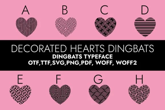 Decorated Hearts by Minimalistartstudio — Dingbats Font