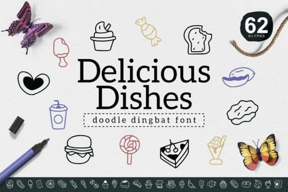 Delicious Dishes by YandiDesigns — Dingbats Font