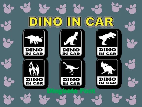 Dino in Car by Happy Bamboo — Dingbats Font