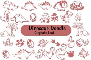 Dinosaur Doodle by Nongyao — Dingbats Font — thumbnail 1