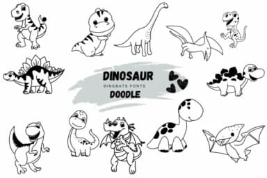 Dinosaur Doodle by Suphitchaya — Dingbats Font — thumbnail 1
