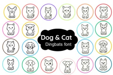 Dog and Cat by Nun Sukhwan — Dingbats Font — thumbnail 1
