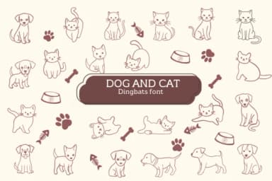 Dog and Cat by Apiwat Type — Dingbats Font — thumbnail 1
