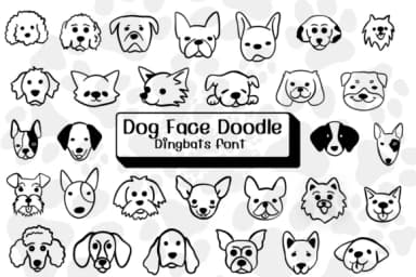 Dog Face Doodle by Ketsarin — Dingbats Font — thumbnail 1