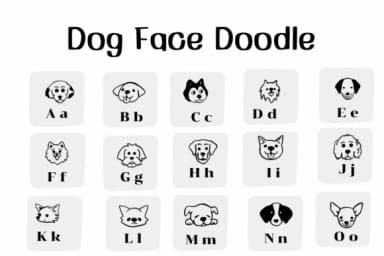 Dog Face Doodle by Ketsarin — Dingbats Font — thumbnail 2