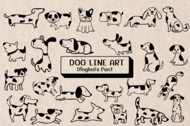 Dog Line Art by Ketsarin — Dingbats Font — thumbnail 1