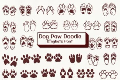 Dog Paw Doodle by Ketsarin — Dingbats Font — thumbnail 1