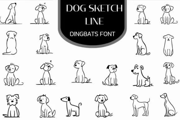 Dog Sketch Line by Heartcraft Atelier — Dingbats Font