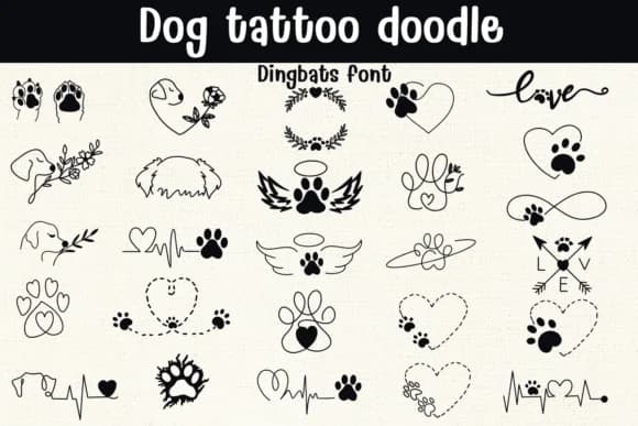 Dog Tattoo Doodle by Sontaya — Dingbats Font