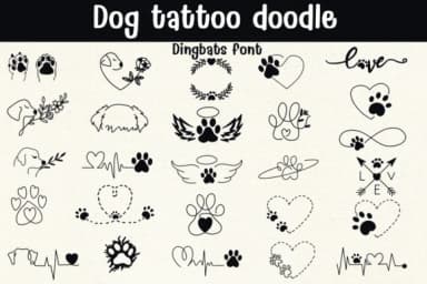 Dog Tattoo Doodle by Sontaya — Dingbats Font — thumbnail 1