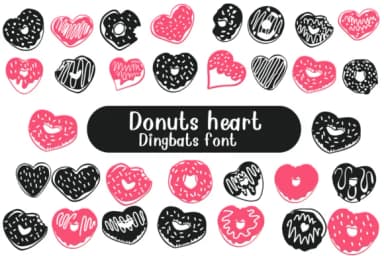 Donuts Heart by Nongyao — Dingbats Font — thumbnail 1