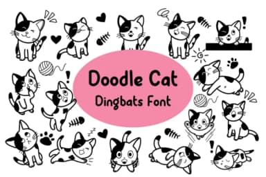 Doodle Cat by Nun Sukhwan — Dingbats Font — thumbnail 1