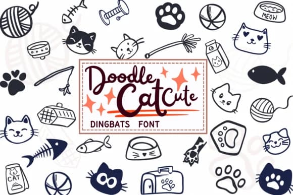 Doodle Cat Cute by PraewDesigns — Dingbats Font