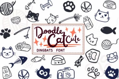 Doodle Cat Cute by PraewDesigns — Dingbats Font — thumbnail 1