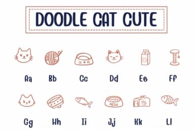 Doodle Cat Cute by PraewDesigns — Dingbats Font — thumbnail 2