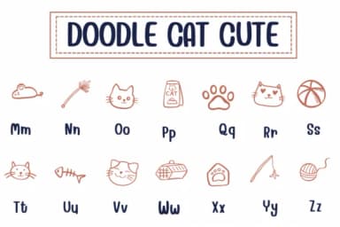 Doodle Cat Cute by PraewDesigns — Dingbats Font — thumbnail 3