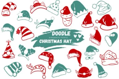 Doodle Christmas Hat by Suphitchaya — Dingbats Font — thumbnail 1