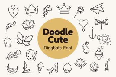 Doodle Cute by Nun Sukhwan — Dingbats Font — thumbnail 1