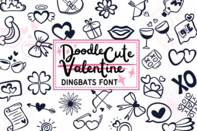 Doodle Cute Valentine by PraewDesigns — Dingbats Font — thumbnail 1