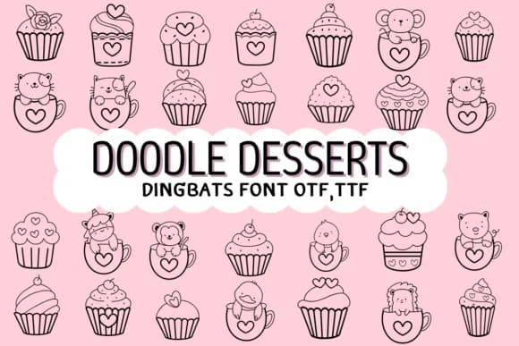 Doodle Desserts by Nun Sukhwan — Dingbats Font