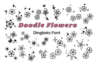 Doodle Flowers by Nun Sukhwan — Dingbats Font — thumbnail 1