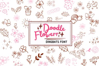 Doodle Flowers by PraewDesigns — Dingbats Font — thumbnail 1