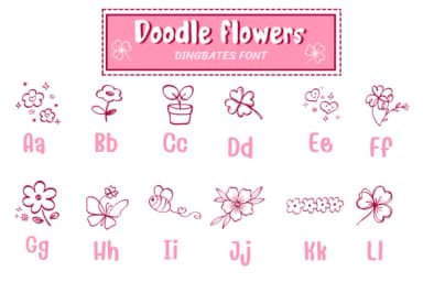 Doodle Flowers by PraewDesigns — Dingbats Font — thumbnail 2