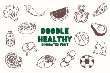 Doodle Healthy by Chonada — Dingbats Font — thumbnail 1