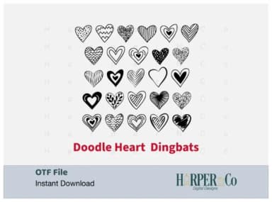 Doodle Heart by HarperNCo — Dingbats Font — thumbnail 1