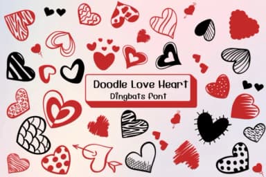Doodle Love Heart by Ketsarin — Dingbats Font — thumbnail 1