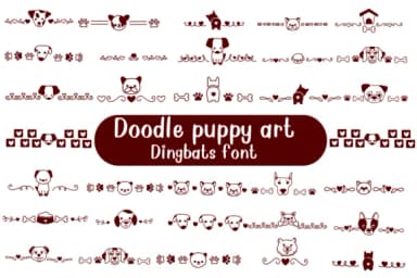 Doodle Puppy Art by Nongyao — Dingbats Font — thumbnail 1