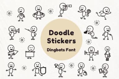 Doodle Stickers by Nun Sukhwan — Dingbats Font — thumbnail 1