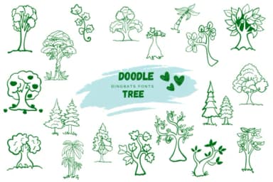 Doodle Tree by Suphitchaya — Dingbats Font — thumbnail 1