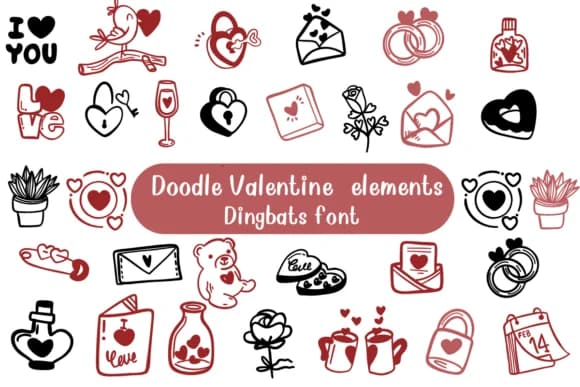 Doodle Valentine Elements by Nongyao — Dingbats Font